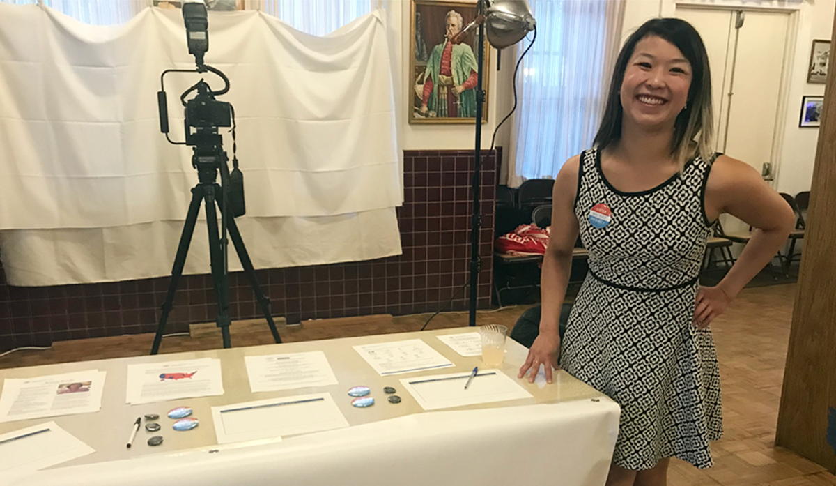 Lala Wu tabling at an event.